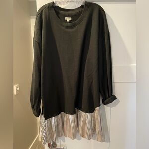 Anthropologie Pilcro long black sweatshirt with silver trim, size XL
